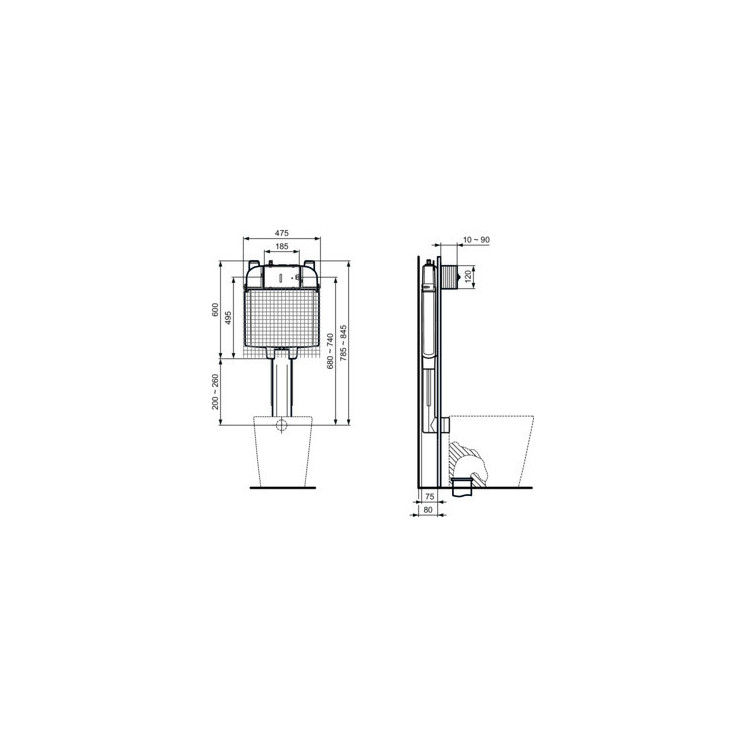 Cassetta scarico ProSys 80 per WC a terra Ideal Standard R014767