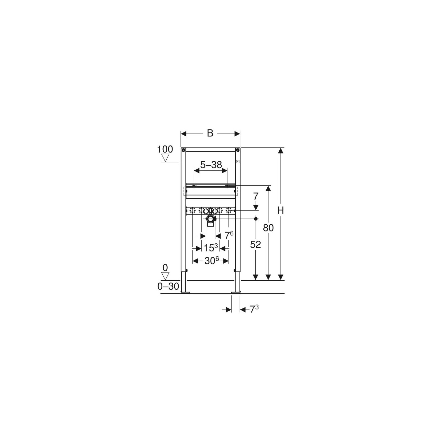 MODULO DUOFIX VERNICIATO PER LAVABI SOSPESI IN CARTONGESSO CM.112 111.